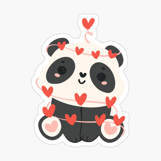 Panda In Love Kiss-Cut Sticker